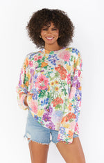Sue Cuffed Tunic Sweater | Ivory Botanical Floral