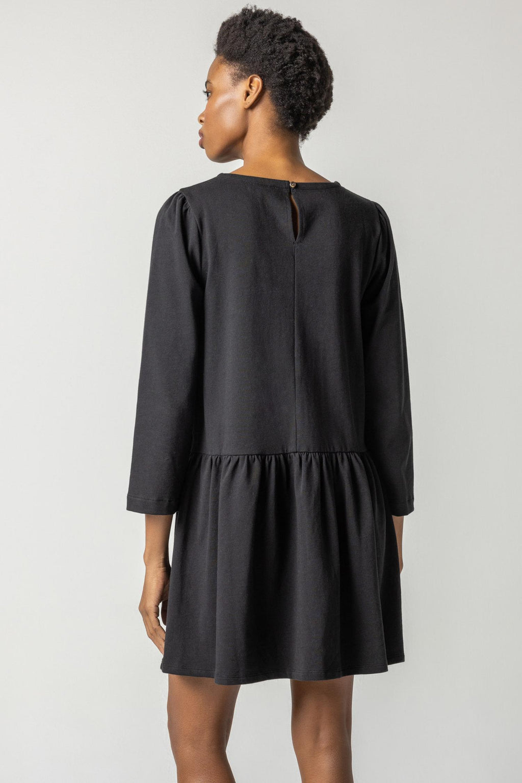 Wide Sleeve Peplum Dress | Black