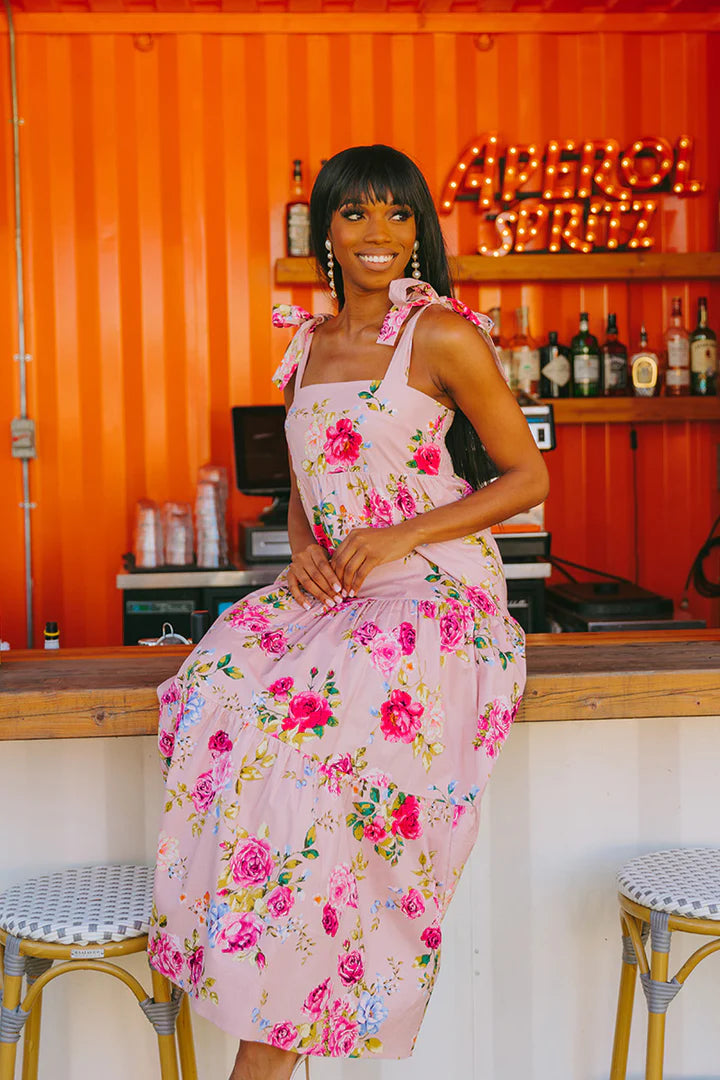 Arlene Tie-Shoulder Maxi Dress Blushing