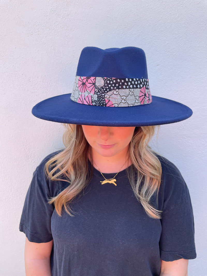 Vintage Gucci Scarf Hat Navy