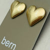 Puffy Heart Stud Earrings | Vintage Gold
