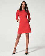 The Perfect A-line 3/4 Sleeve Dress | Spanx True Red