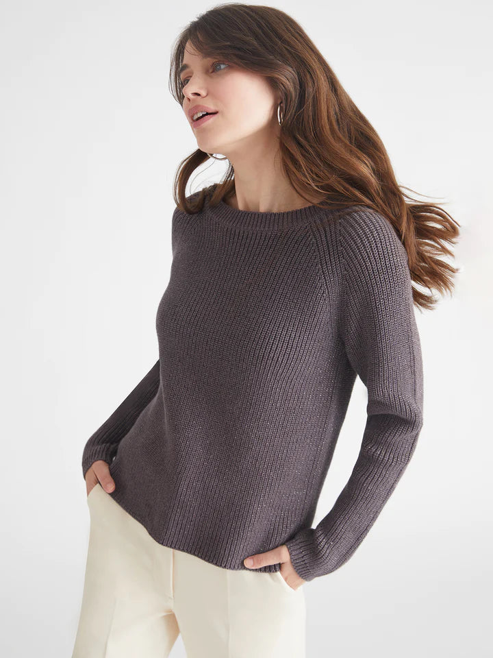 Jane Metallic Crewneck Sweater | Charcoal