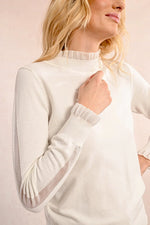 Knitted Sweater with Ribbon Trim | Off White