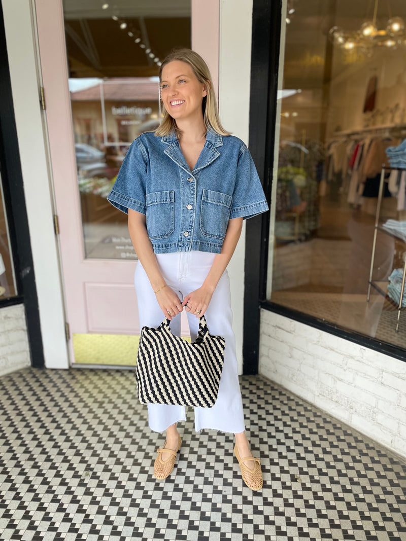 Western Button Down Denim Top