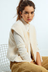 Ivory Faux Fur Sleeveless Jacket