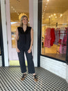 Tie Neck Satin Shell | Black
