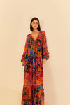 Vintage Wave Long Sleeve Maxi Dress