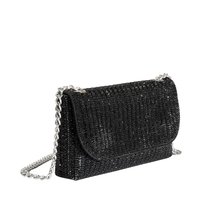 Kiki Black Small Crossbody Rhinestone Bag