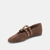 Baylee Grommet Ballet Flats | Dk Brown Perforated Suede