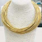 Leatherette Stranded Necklace | Gold