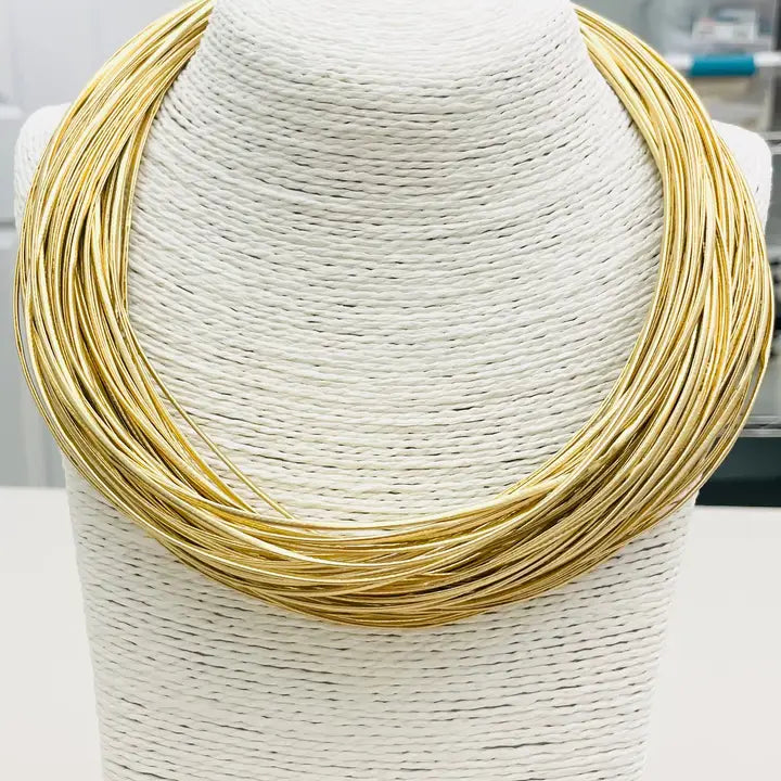 Leatherette Stranded Necklace | Gold