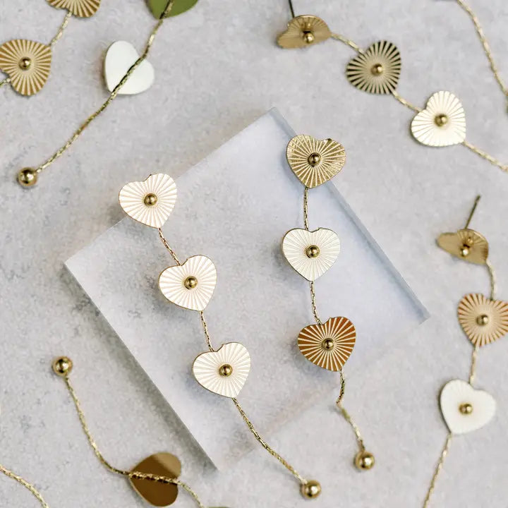 Gold Heart Duster Drop Earrings