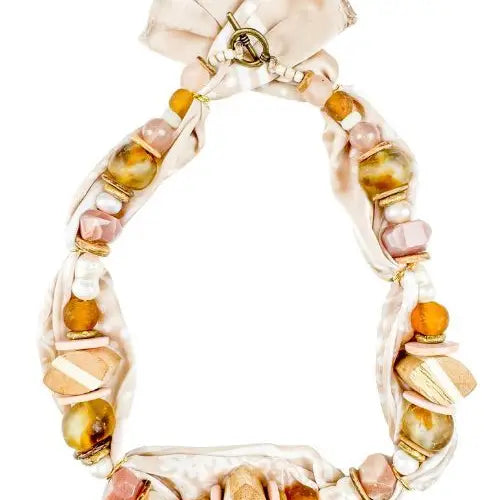 Beaded Bandana Necklace | Pearl