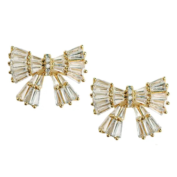 Gold Maxi Sparkler Stud Bow Earrings