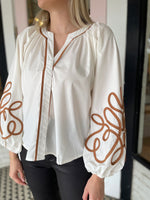 Soutache Blouse | Ivory + Brown