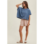 Navy Slub Knit Tee
