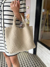 Lily Woven Neoprene Tote with Pouch | Ecru