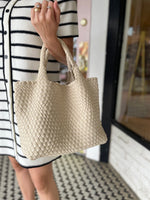 Lily Woven Neoprene Tote with Pouch | Ecru