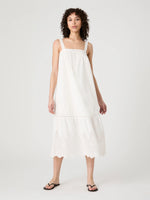 Cotton Square Neck Midi Dress Summer White