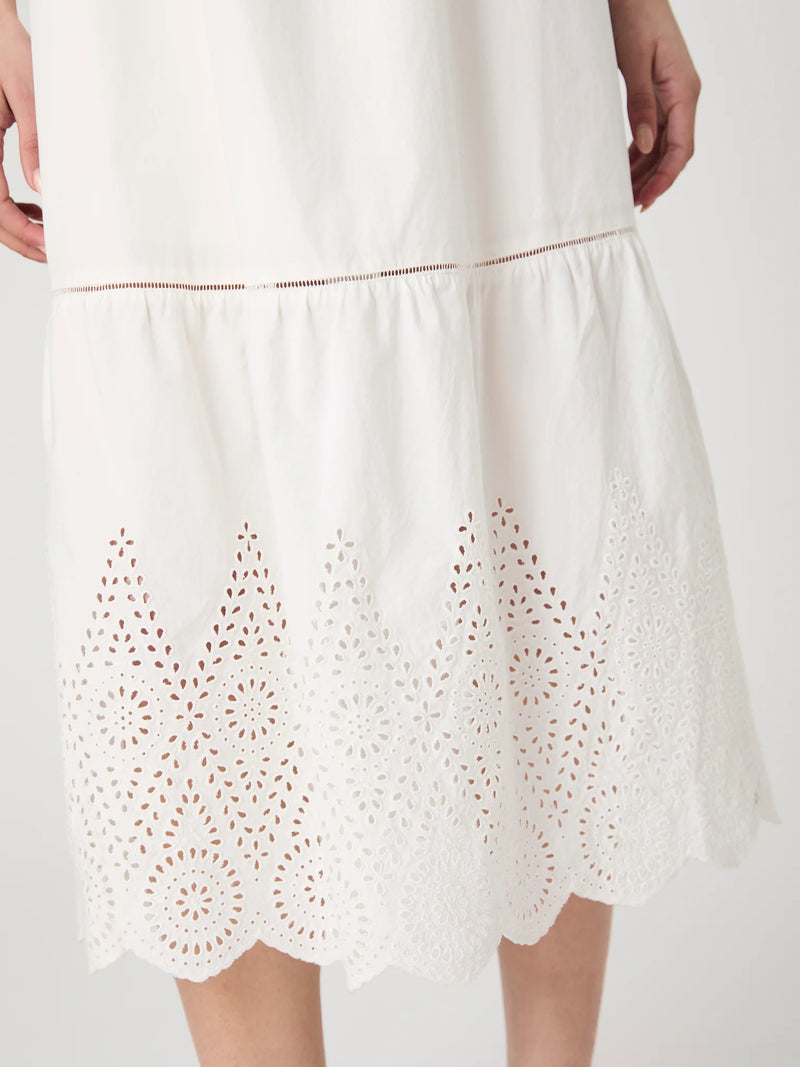 Cotton Square Neck Midi Dress Summer White