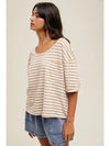 Striped Knit Tee | Taupe + White