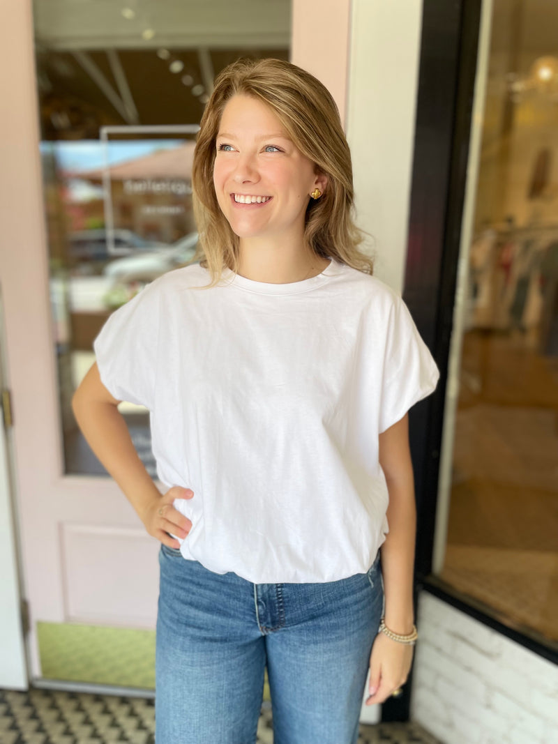 Bubble Hem Top | White
