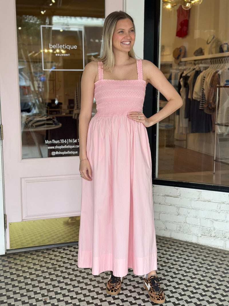Genevieve Smocked Embroidered Bodice Dress | Pink Salt