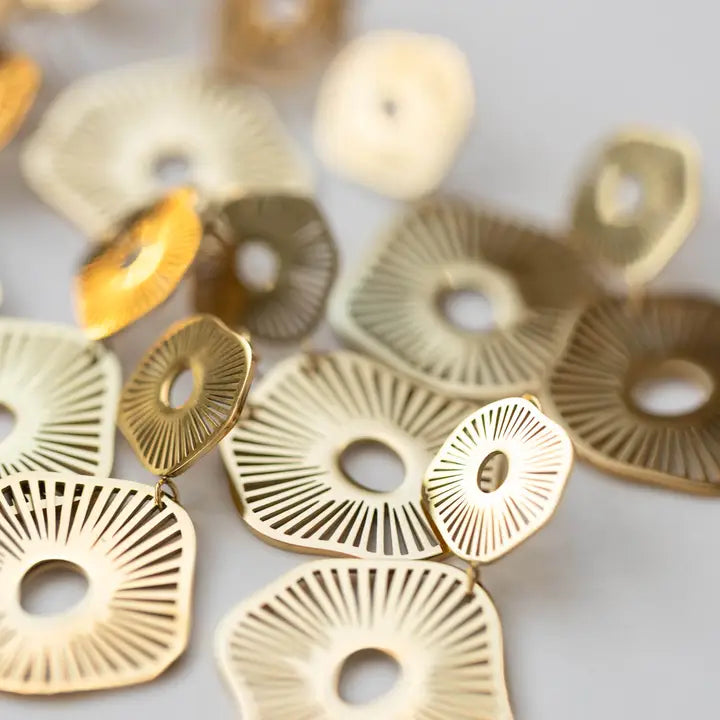 Gold Anemone Statement Earrings