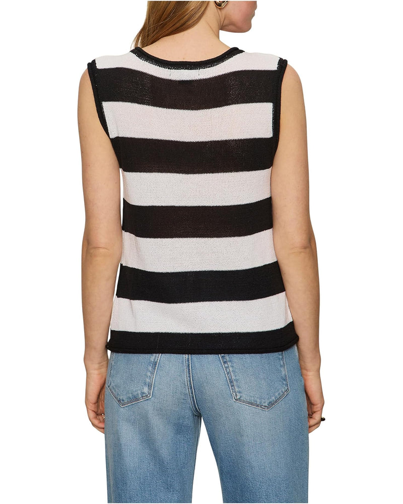 Soft V-Neck Shell | Chalk/Black Stripe