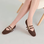 Baylee Grommet Ballet Flats | Dk Brown Perforated Suede