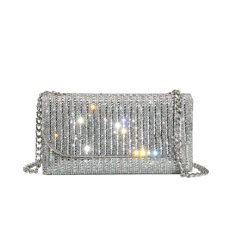 Kiki Silver Small Crossbody Rhinestone Bag