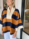 Oversized Striped Pullover | Brown + Navy