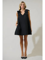 Alana Bow Mini Dress | Black