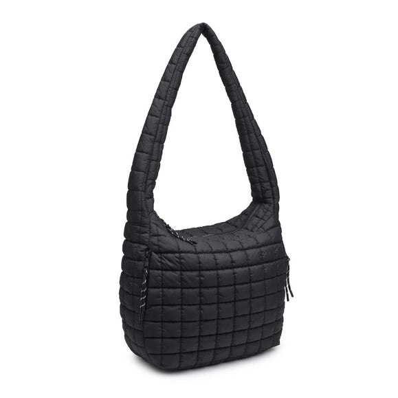 Leda Quilted Nylon Puffer Hobo | Black