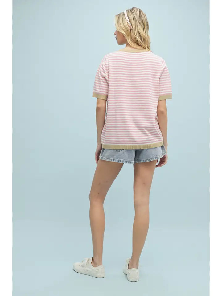 Rose + Honey Striped Sweater
