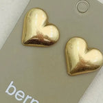 Puffy Heart Stud Earrings | Vintage Gold