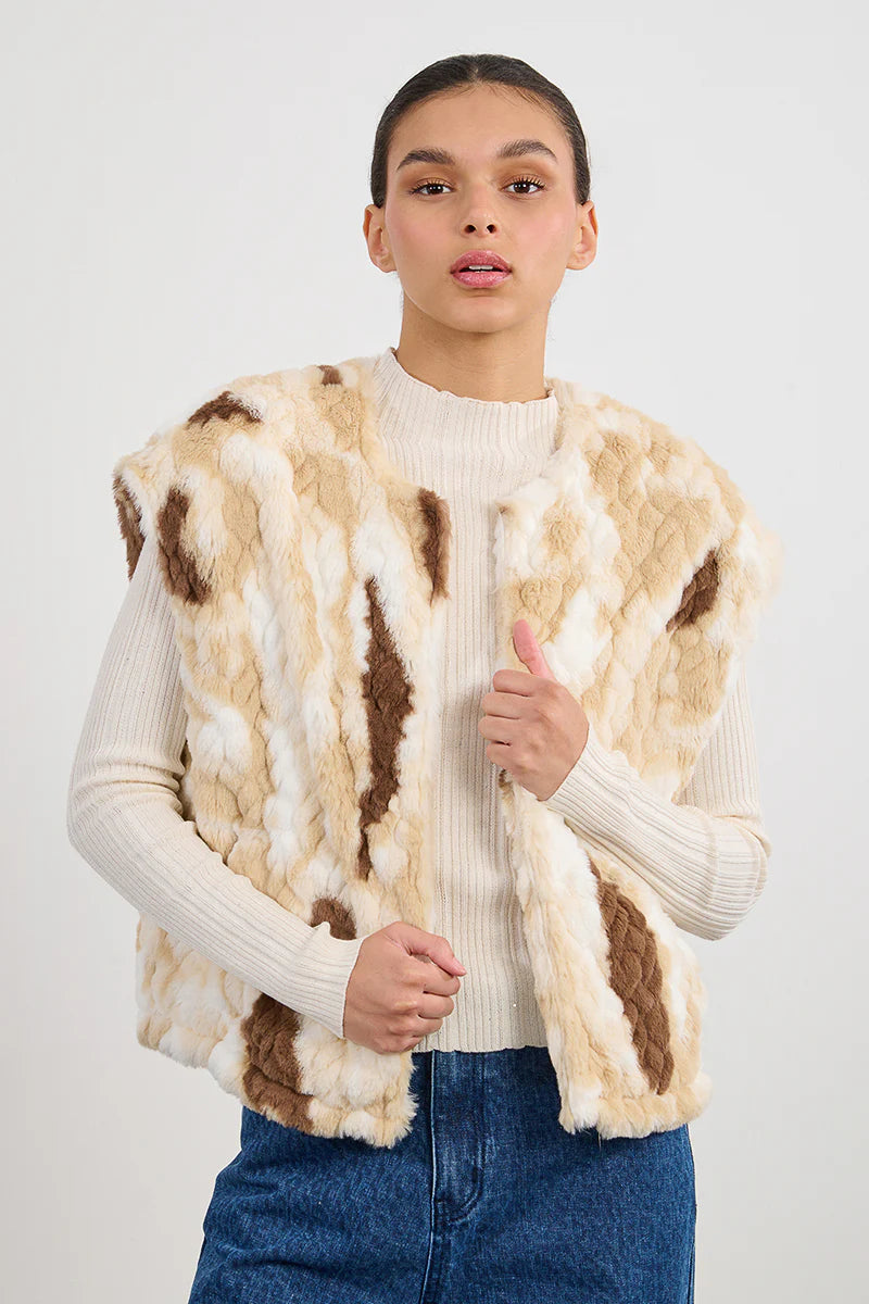 Faux Fur Vest | Beige