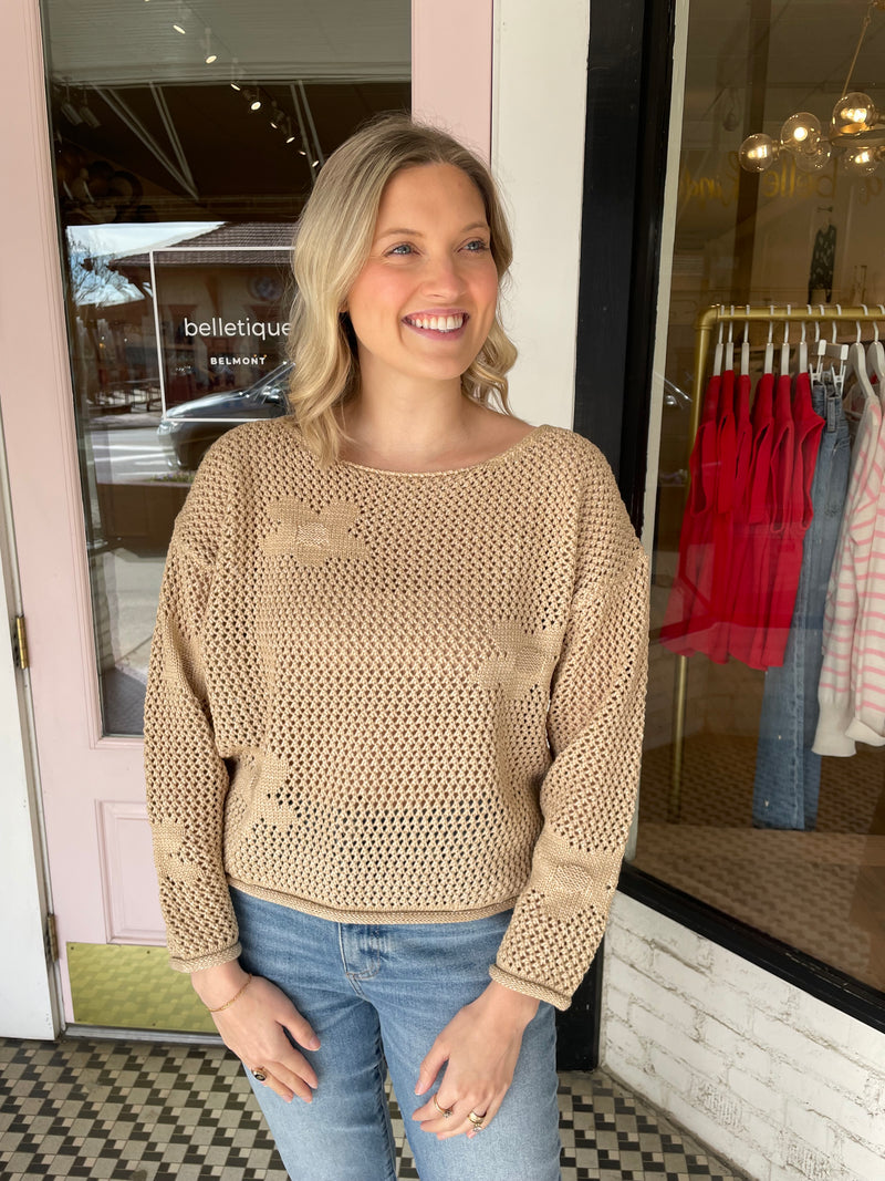 Crochet Sweater Top | Taupe