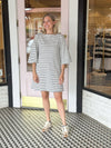 Striped Boat Neck Dress | Black + Ivory
