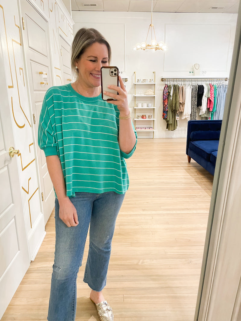 Striped Dolman Top | Pistachio + Cream