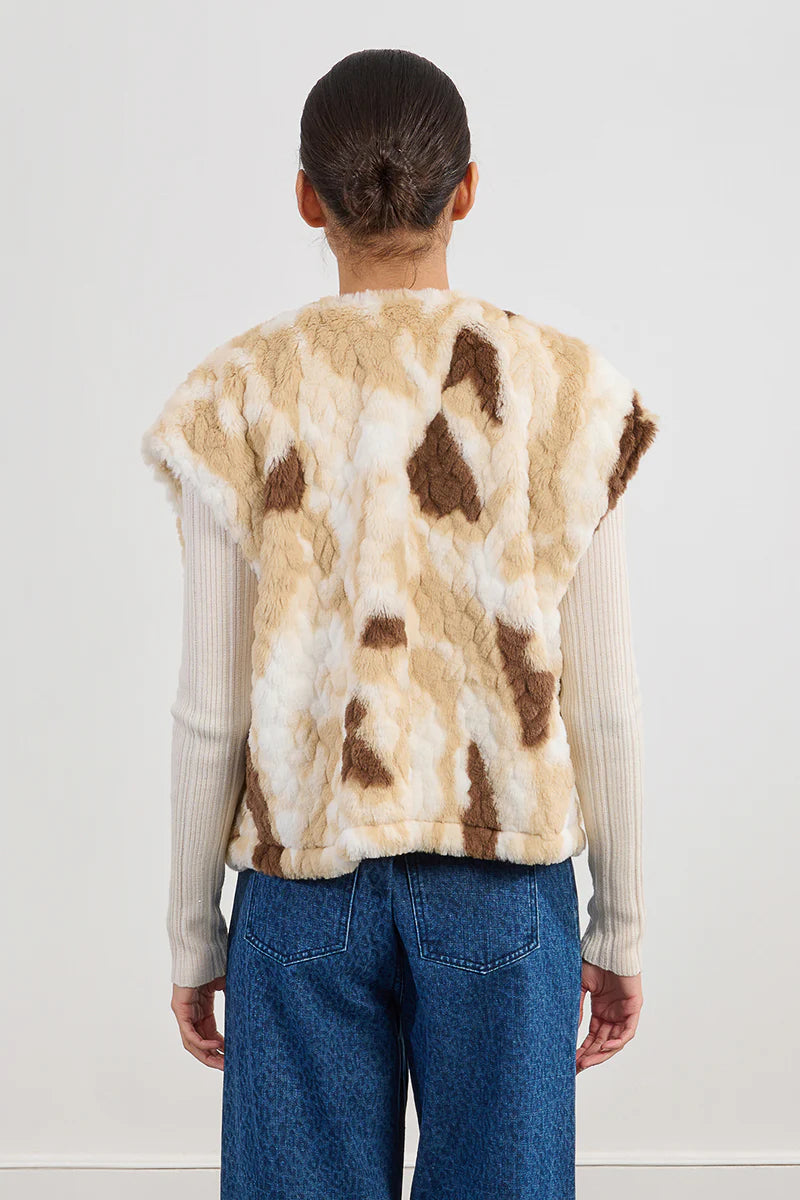 Faux Fur Vest | Beige