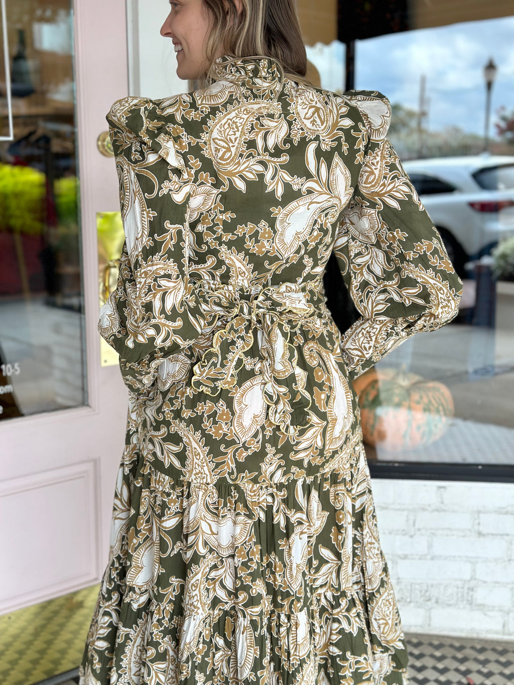 Jojo Midi Dress | Khaki + Green