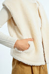 Ivory Faux Fur Sleeveless Jacket