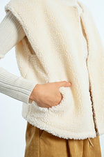 Ivory Faux Fur Sleeveless Jacket