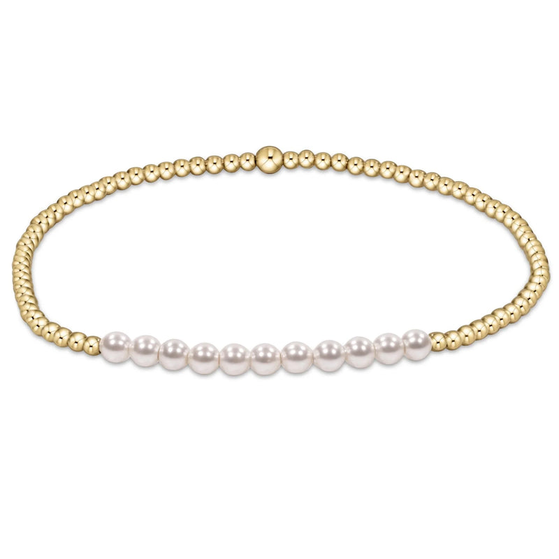 gold bliss 2mm bead bracelet - pearl