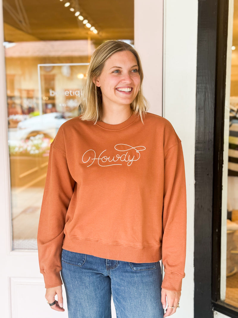 Howdy Stitched Sweatshirt | Rust