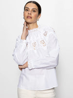 Lace Popover Blouse | White