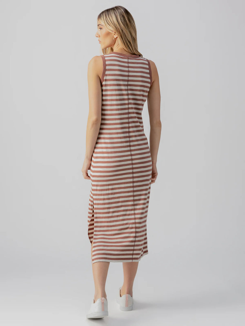 Contrast Trim Maxi Dress | Washed Clay/Birch Stripe