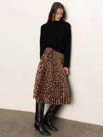 Nostalgia Pleated Midi Skirt | Mocha Leo